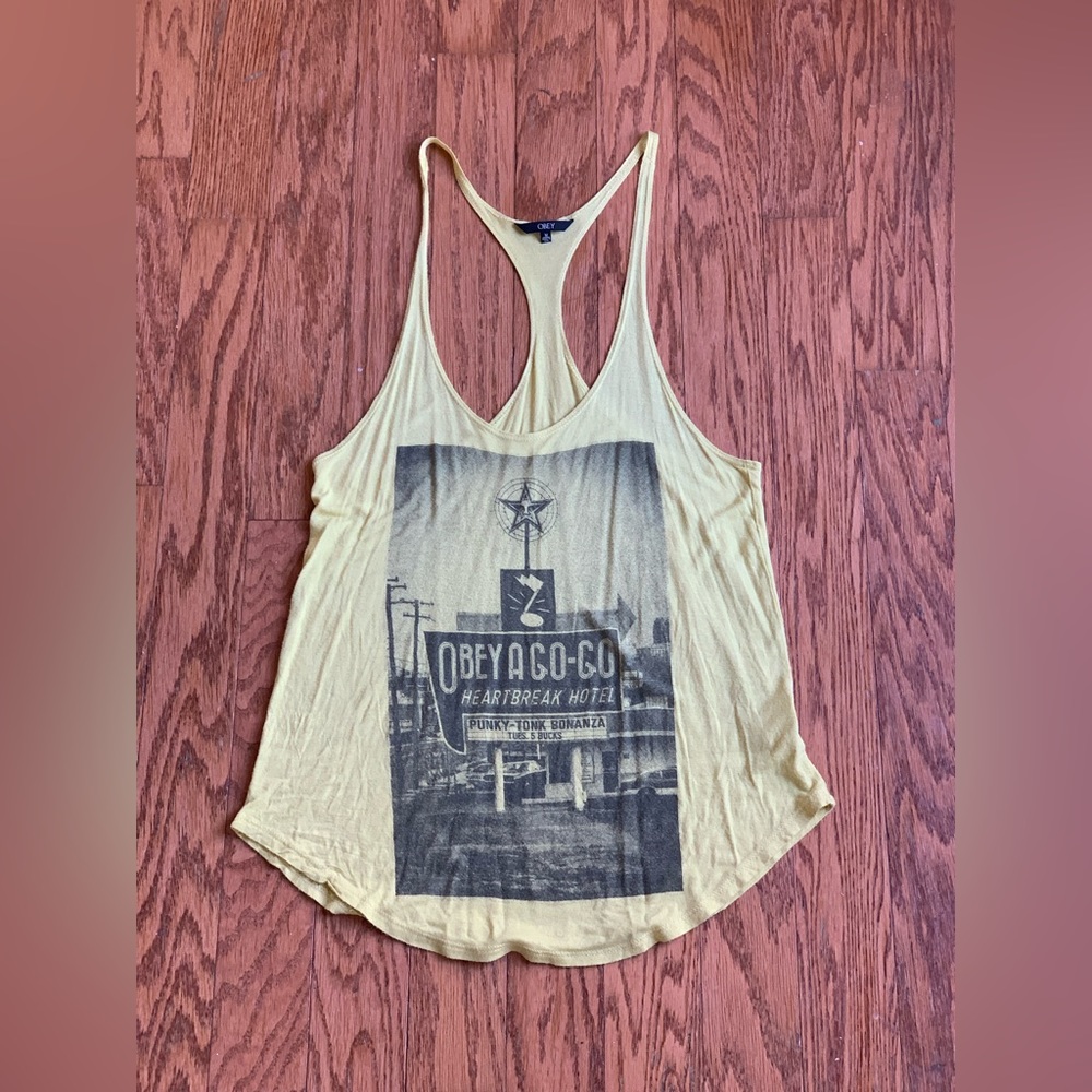 Medium Obey Tank Top: Yellow